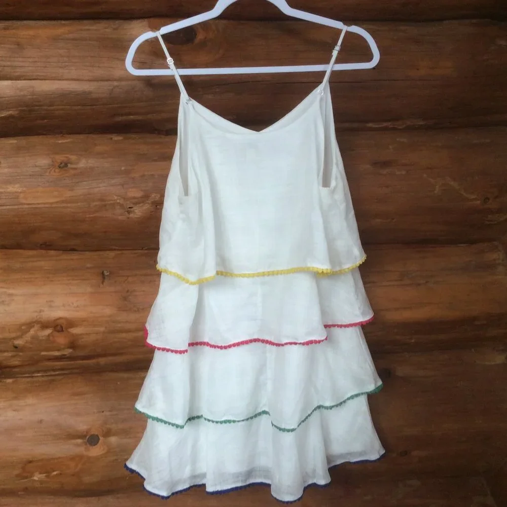 Andree by Unit White Colorful Boho Tiered Dress Size Large - Picture 2 of 4